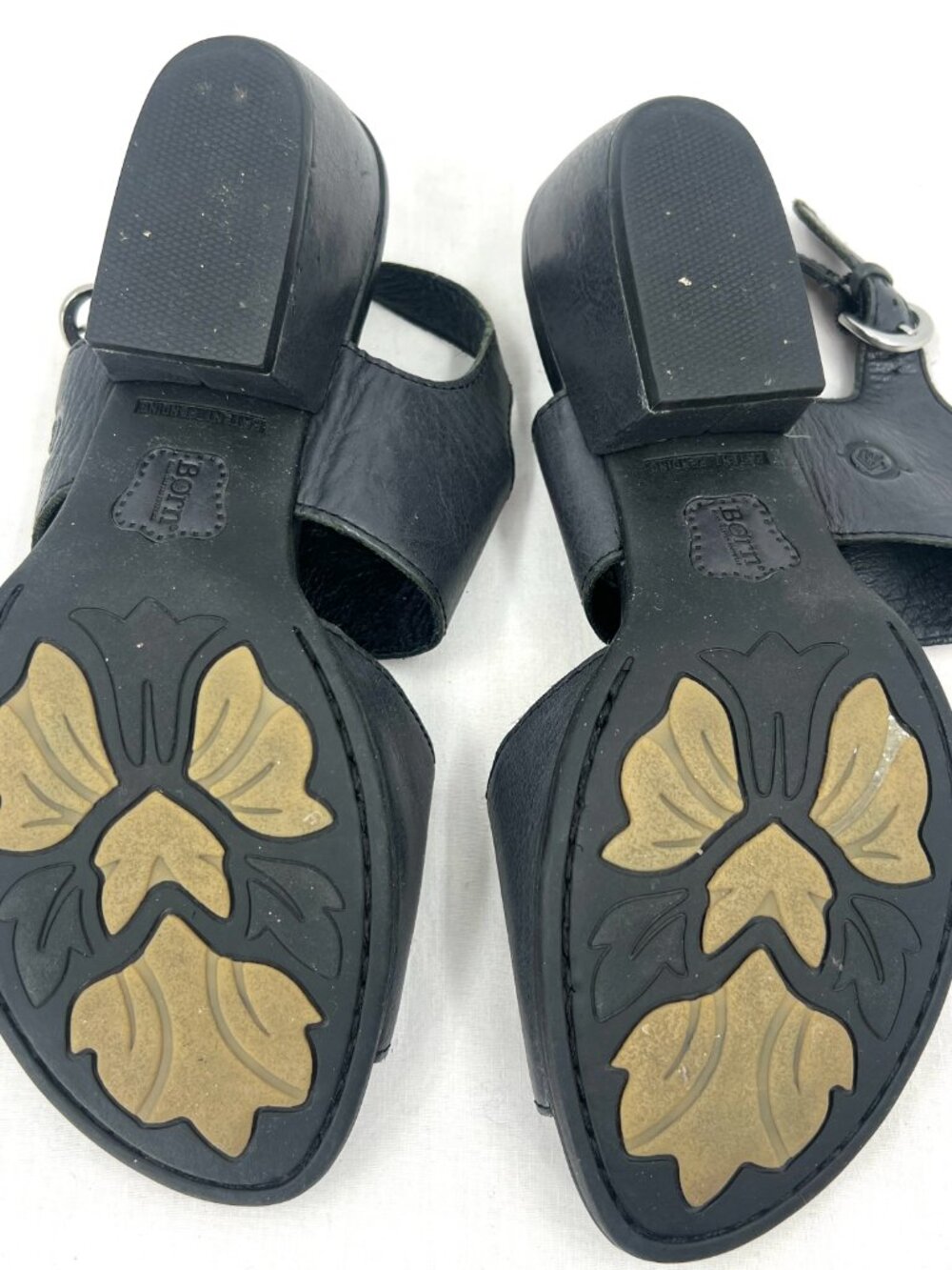 Born Black Leather Heeled Sandals Size 8 - Picture 10 of 10